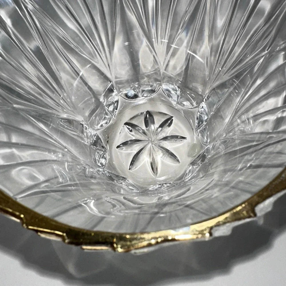 Vintage Cut Crystal Bowl Gold 4